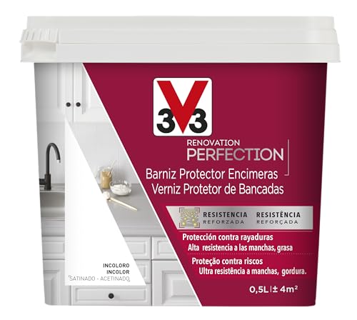V33 Barniz Renovation Perfection Encimeras Incoloro Satinado, 500mL