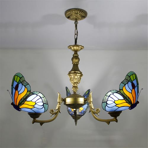 Lustre papillon LED suspension verre coloré luminaire design contemporain salon chambre LWX