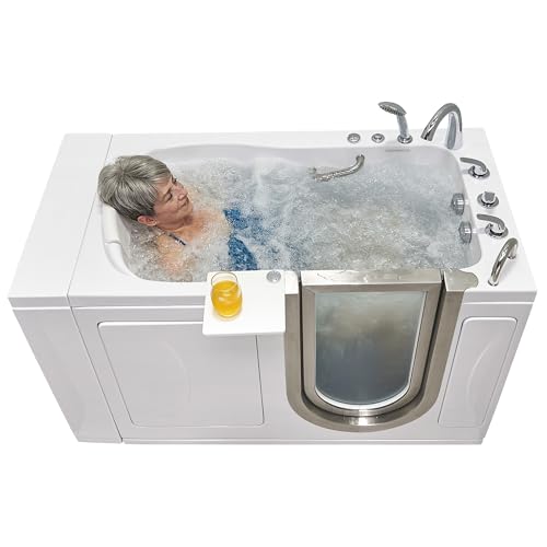 Ella Royal 32"x52" Acrylic Hydro Massage Walk-In Bathtub with Right Inward Swing Door, 5 Piece Fast Fill Faucet, 2" Dual Drain