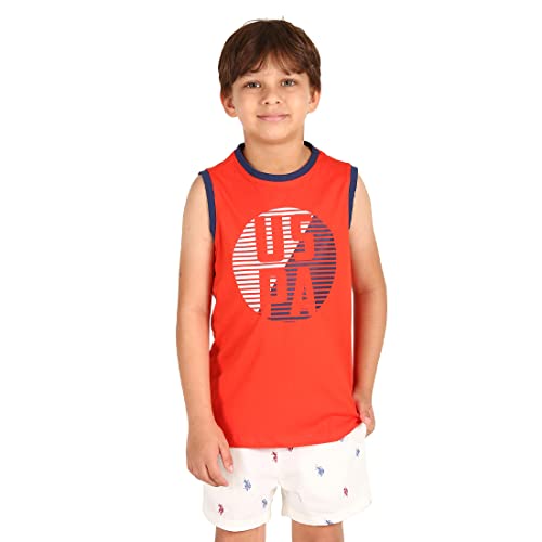 Image of U.S. Polo ASSN. Boy's Round Neck Regular Fit Brand Print Ikeb Muscle Tank - Pack of 1