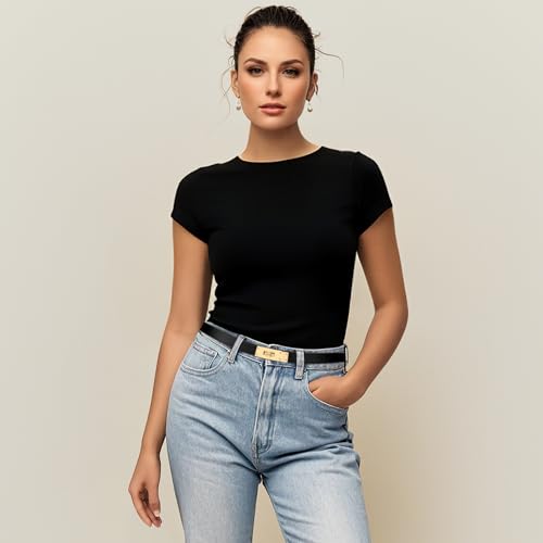 Women Skinny Leather Belt Adjustable Thin Belt Turn Lock Buckle For Jeans Dresses4