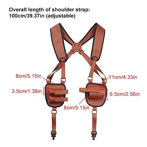Shoulder Holster, Adjustable Gun Harness Holster With Double Magzine Pouches Pu Leather Gun Holster For Right Hand Brown #TOP4