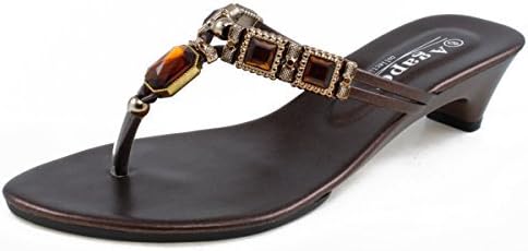 Agape VEGA-16 Jeweled Thong Low Heel