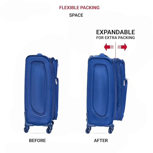 Versatile Navy Blue Soft Edge Luggage with Ergonomic Handle and 360 Degree Wheels3