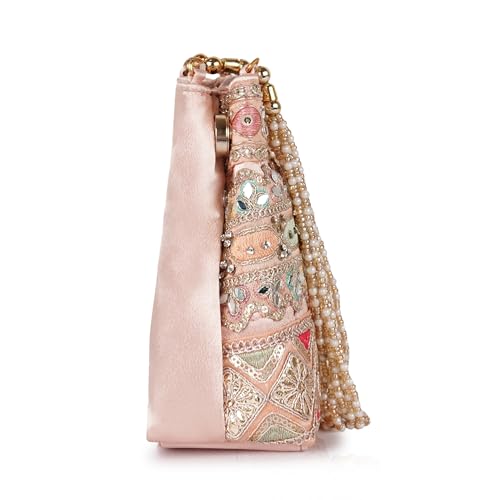 Image of PLANX Velvet SilK Stylish Embroidery Unique Design Traditional Ethnic Wedding Party Handheld Potli For Women | Potli Bag