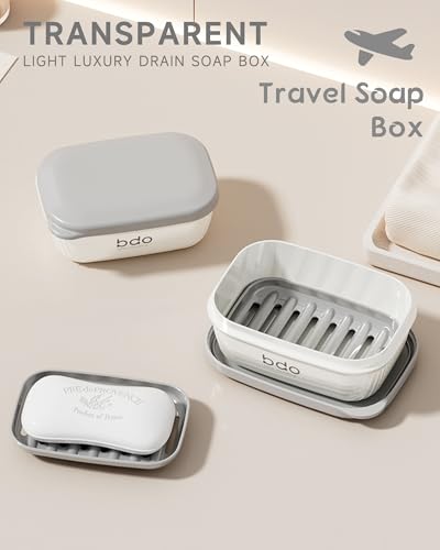Image of PEISAINOX Travel Soap Case, Leakproof Soap Container with Lid, Portable Bar Soap Holder for Traveling, Soap Dishe for Bathroom, Shower, Gym, School, Camping, Vacation, Outdoor,Travel Essentials