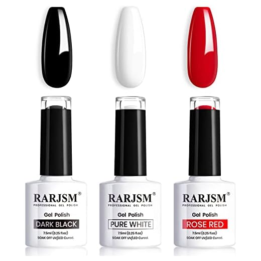 RARJSM Black White Gel Nail Polish Red Nail Polish Set Soak Off Gel Polish 3PCS 7.5ML UV LED Curing Required Nail Polish Nail Art French Manicure DIY at Home