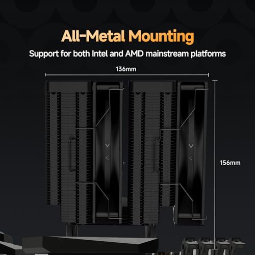 Image of Delta A62 ARGB BK CPU Cooler,6 Copper Heat Pipes,TDP 260W Air Cooler,Hydraulic Bearing Silence PWM Fans,Computer Cooling Fan for AMD AM4 /AM5,Intel LGA 115X /1200 /1700 /1851
