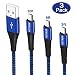Galaxy S7 Edge Charger Cord, [3 Pack 3ft 6ft 10ft] Micro USB Cable Nylon Braided Android Fast Sync Charging Cord for Samsung Galaxy S6 S7 Edge J3 J7, LG stylo 2 3 Plus, LG G4 G3 K20 Plus, Black Blue