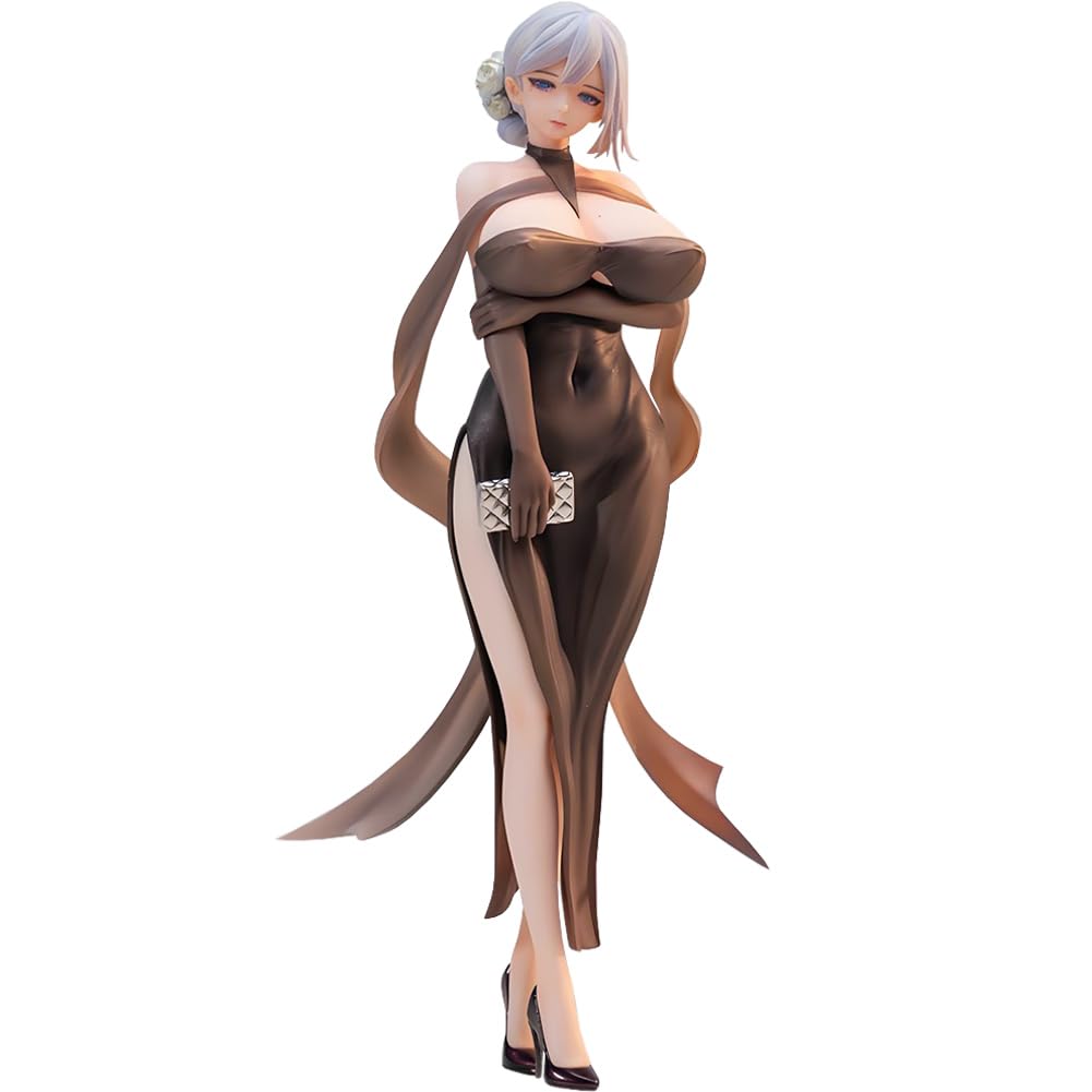Wife Figure Model NagatoYuki Action Figure Anime Illustration Original Painting Figure Yao Zhi Figurine Statue, Brown Tube Top Dress Standing Position Skulptur Decoration Collectible Gift 25CM