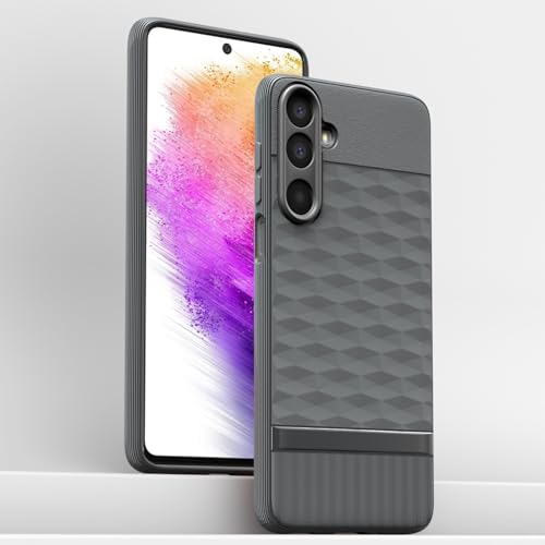 Image of Pikkme Back Cover for Samsung Galaxy M17 5G / A17 5G / F17 5G Soft Grip 3D Hexa Cube Texture Silicone Bumper Case (Grey)