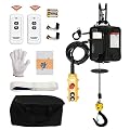 Electric Hoist Winch - 1100 LBS 3 in 1 Portable Electric Winch - 110 V - 1500 W - 24.93 FT Lifting Height - Wireless Remote Control & Pendant Controller - for Factories,Warehouses,Garages (Black)