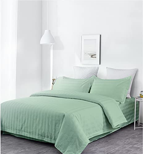 Lasin Bedding, Hotel Collection 100% Super Soft Cotton 3pcs Duvet Cover Pillow Case Sheets Bedding Set, Queen/Full, Green