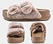 KuaiLu Women's Fluff Slippers Plantar Fasciitis Arch Support Platform Slippers Ladies Fashion Open Toe Faux Fur Sliders House Slipper, Camel Brown Size 6