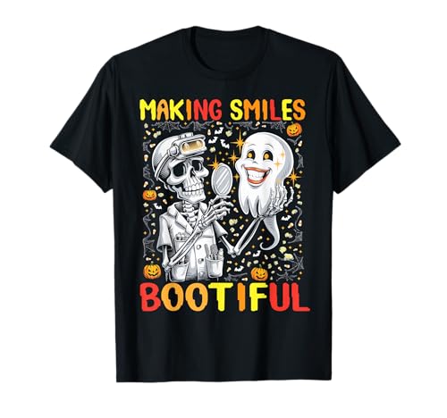 Making Smiles Bootiful Funny Ghost Dentist Halloween Dental Maglietta