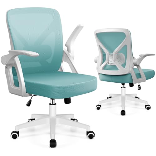 Image of FelixKing Office Chair - Ergonomic Desk Chair Breathable Mesh Task with Wheels and Lumbar Support Home Desk Office Chairs with Flip up Armrest Rolling Swivel for Home Computer Blue
