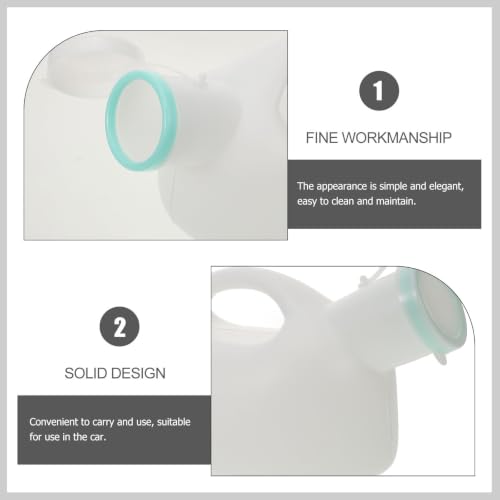 Urinario portátil para hombres de 2000ml en pack de 2 botellas de plástico blanco con tapa 3