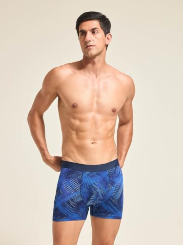 Image of TECHNOSPORT Men's Colorblock Trunks Underwear with ElastoLITE 4 Way Stretch Lightweight Breathable Moisture Wicking Soft Anti Odour Anti Microbial Comfort Fit Boxer Briefs Innerwear for Men