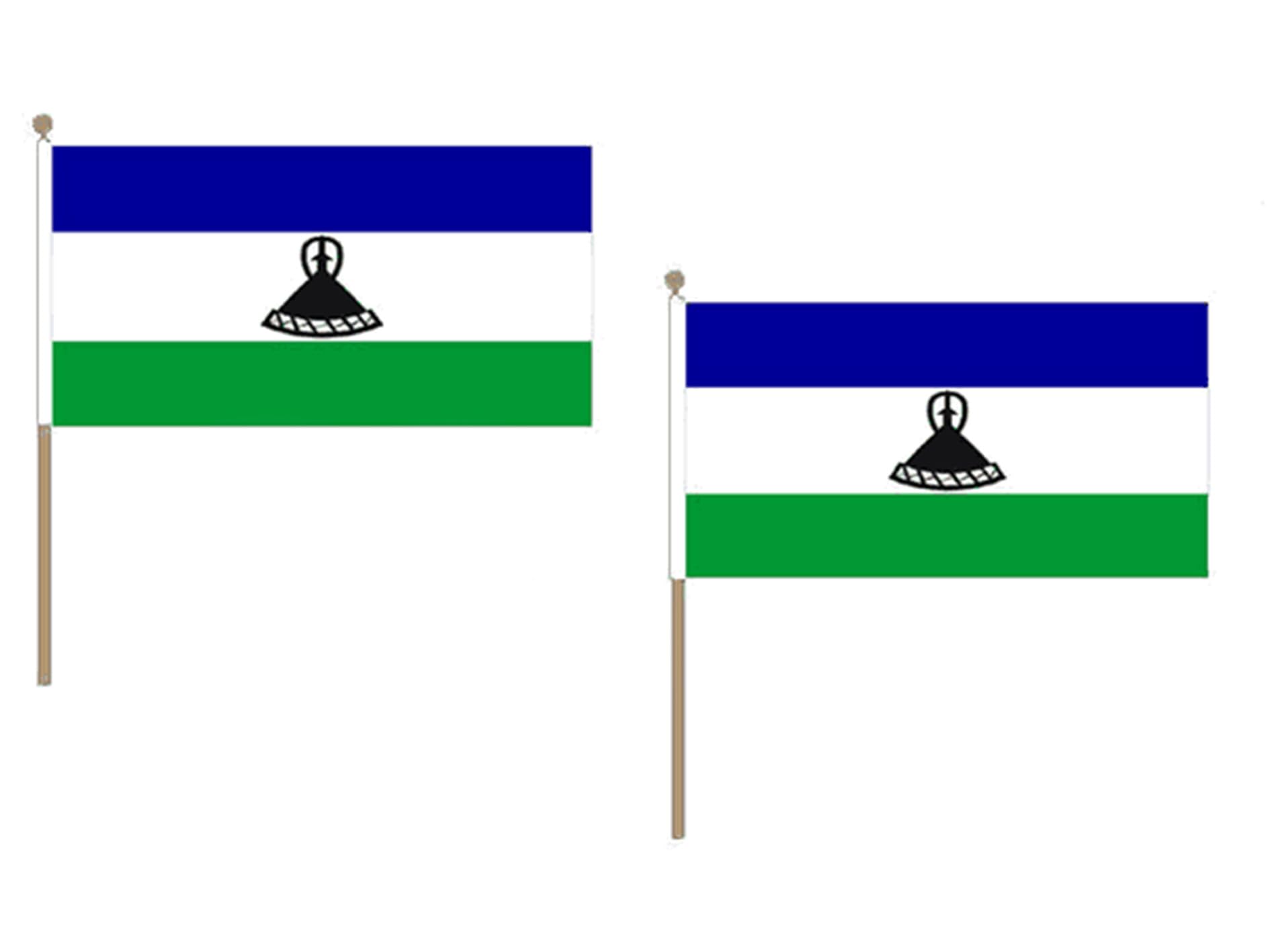 Drapeau Lesotho 45x30cm lot de 10 drapeaux lésothan avec bâton bois pour fête