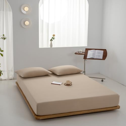Taie d'oreiller et drap housse en coton élastique monochrome gris