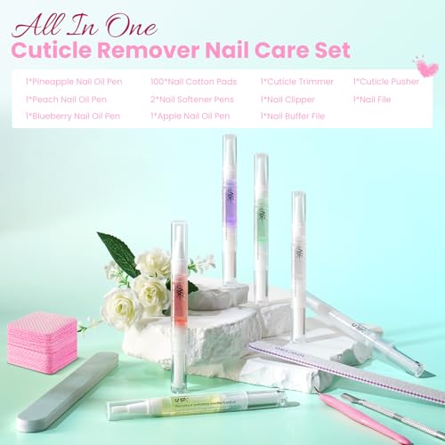 Yokilly Aceite Cuticulas Uñas Lapiz: 4 Piezas Aceite para Cuticulas y 2 Piezas Bolígrafo Ablandador Cutícula Uñas - Kit de Cuidado de Uñas Sabores Mixtos Reparador para Manicura Manos y Pies - imagen 2