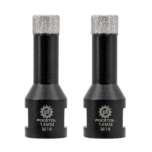 FOCSTOL Diamond Core Drill Bit - 2pcs 14mm Diamond Hole Saw for Porcelain Ceramic Tile Marble Granite Quartz M14 Thread 1 FOCSTOL Diamond Core Drill Bit - 2pcs 14mm Diamond Hole Saw for Porcelain Ceramic Tile Marble Granite Quartz M14 Thread