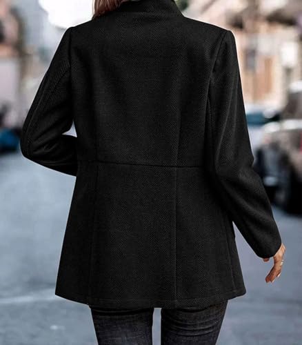 FTIMILD Women's Herringbone Open Front Business Blazer Notch Lapel Long Sleeve Casual Office Work Jacket4