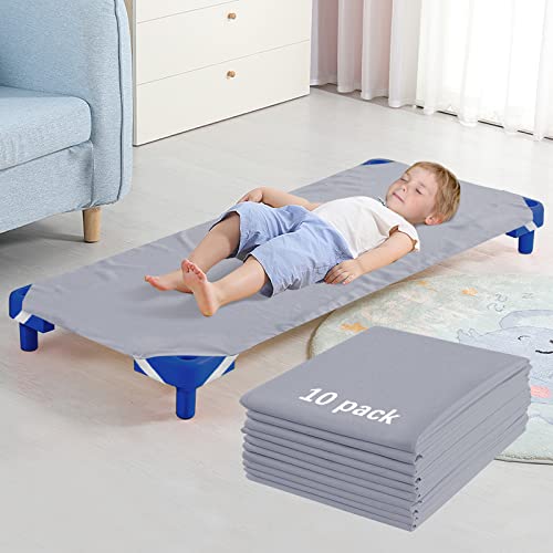 Standard Size Daycare/Pre-School Cot Sheet 10 Pack, 23' x 51', Children’s Naptime Cot Sheet, Grey, Breathable Microfiber Nap Sheet for Boys and Girls