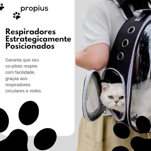 Mochila Transparente para Pets Visão Panorâmica 360° Estilo Astronauta para Gatos e Cachorros Pequen