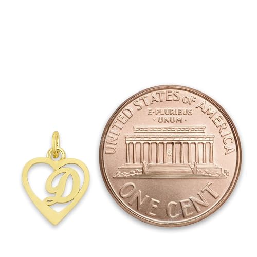 Dainty Solid 10k Gold Heart Initial Charm with Jump Ring4