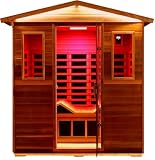 LTCCDSS Ultra-Low EMF Outdoor Sauna 3 Person, Full Spectrum Red Cedar Far Infrared Sauna for Home, Folding Recliner| Chromotherapys| Bluetooth Speakers| Near&Mid Infrared Therapy