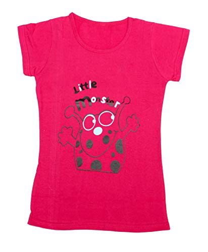 Image of indi weaves Girls Pure Cotton Chest Printed Half Sleeves Round Neck T-Shirts (Pack of 4)