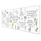 Kemingni Christian Inspirational Floral Large Mouse Pad 31.5x15.7inch, Religious Bible Verse Large Extended Computer Desk Mat Mousepad for Keyboard and Mouse, Christian Desk Accessories