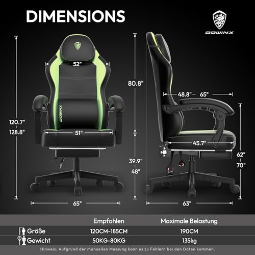 Sedia per il gaming, con cuscino, ergonomica, dotata di supporto lombare, in pelle sintetica PU, schienale largo, 150 kg, colore grigio chiaro - Sedia gaming - Immagine 7