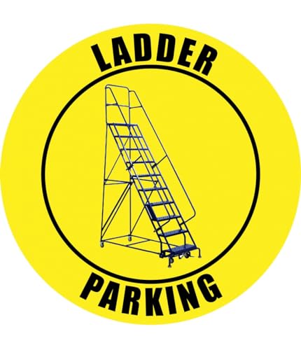 Creative Safety Supply Ladder Parking Yellow Floor Sign (12in x 12in) - Self-Adhesive, Industrial Grade Vinyl