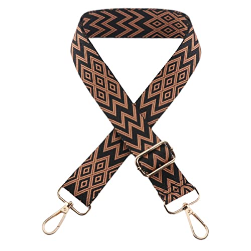Image of 1pc Extendable Zigzags Jacquard Bag Strap with Clasps Geometric Webbing Belt for Shoulder Crossbag Messenger Bag Replacement (Brown)