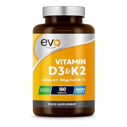 Vitamin D3 4000iu & Vitamin K2 100ug (MK7) - 180 Vitamin D3 K2 Vegetarian Tablets - 6 Month Supply - High Strength D3 and K2 Vitamin - Vitamin D K2 Supplement - Made in The UK Cover