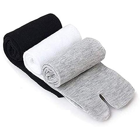 3 Pairs Bamboo Fiber Men Women Unisex Casual Sandal Split Two Toe Tabi Flip Flops Socks Elastic Free Size White + Grey + Black Cover