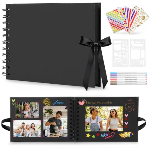 DazSpirit Album Photo A5 à Personnaliser, Scrapbooking DIY, 40 Pages Noires