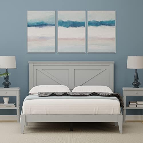 Glenwillow Home Farmhouse Solid Wood Platform Bed in Queen - Ultimate Grey