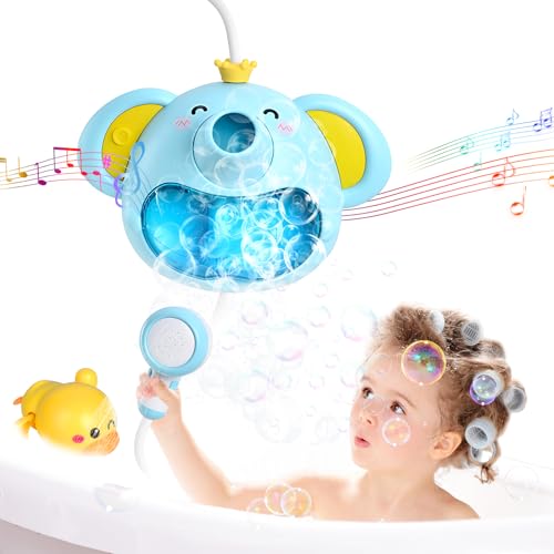 Jouets de bain pour enfants, Set de jouets de bain pour bébé à partir de 1 2 3 4 5 6 ans, Machine à bulles de savon Avec musique, Eléphant fabricant de...