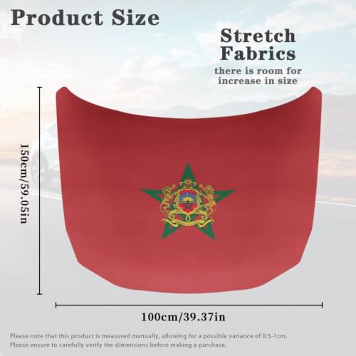 Image of Morocco Car Hood Cover Slip-On Washable Elastic Weatherproof Fabric Elastic Band Fixation Fits Most Cars