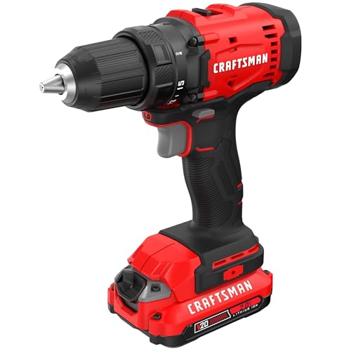 Image of CRAFTSMAN V20 1 /2 in Cordless Drill Set With 2.0 Ah Battery, Charger and Double Ended Bit, LED Light, Long Runtime, Ergonomic Power Drill Driver (CMCD702D1)
