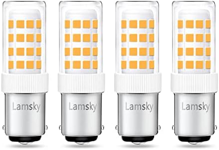 Lamsky LED BA15D Double Contact Bayonet Base 120 Volts 4W Led Light Bulb,T3/T4/C7/S6,Warm White 2700K,LED 40W Halogen Replacement Bulb,No-Dimmable(4-Pack)