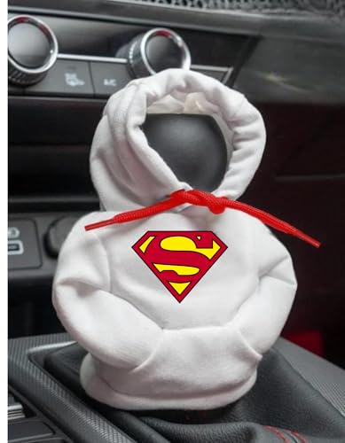 Image of MOONSHINE Car Gear Shift Hoodie | Car Shifter Funny Sweater Superhero Theme Hoodie for Gearshift | Car Shifter Protector Decoration Accessories (Black) (White Hello Kitty)