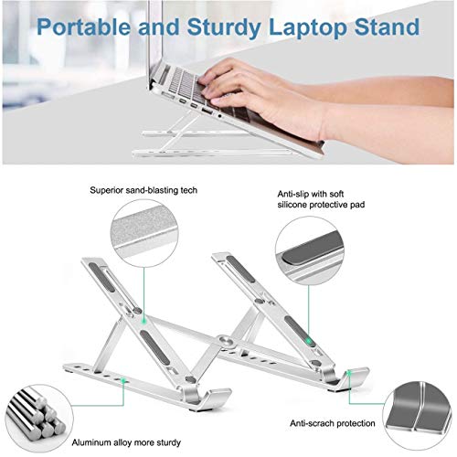 Laptop Stand, Adjustable Portable Laptop Holder,Aluminum Alloy Desktop Mount Compatible With 10-15.6 Inch Macbook Pc-Notebook Tablet (Silver) #TOP3
