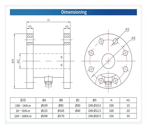 Sensor de par y celda de carga de 200Nm para medicion de torsion no continua 6