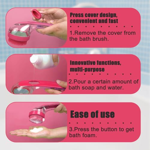 Waschzauber, Hunde Waschbürste mit Seifenspender, Badebürste Hund für die Reinigung mit Seifenspender, Badehund Schönheit Massagebürste, für Hunde und Katzen, Ein-Knopf-Reinigung, Massagen (B)