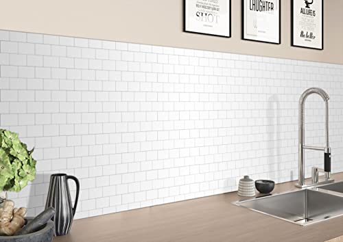 10-Sheet Peel And Stick Backsplash Tile Wall Sticker, Subway Tile, Stick On Tile For Kitchen Backsplash Tiles, 12"X12" White #TOP3