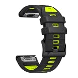 [SQHYWJ] 22mm 26mm 二色シリコンウォッチバンド 替えベルト はに適合 GARMIN(ガーミン) Fenix 8 / Fenix 7X / Fenix 6X / Fenix 5X /Fenix 7/6/5 用 交換 ベルト クイックリリース瞬時取り付け(ブラック+ライムグリーン 26mm)